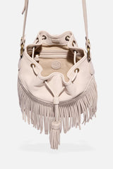 ITALIAN LEATHER FRINGE BUCKET BAG