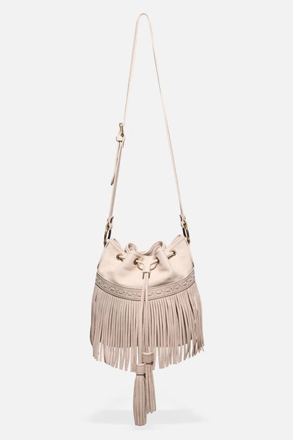 ITALIAN LEATHER FRINGE BUCKET BAG