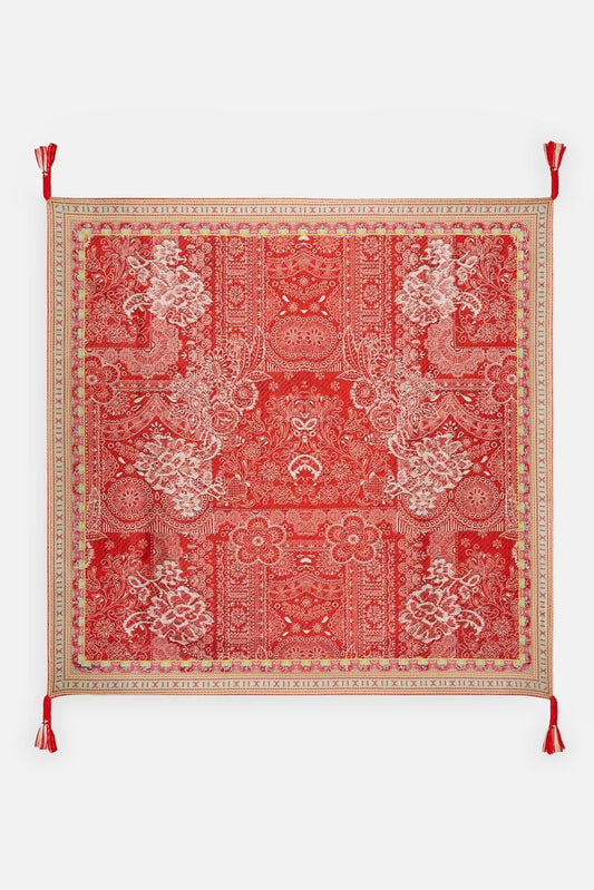 RED LACE SILK SCARF