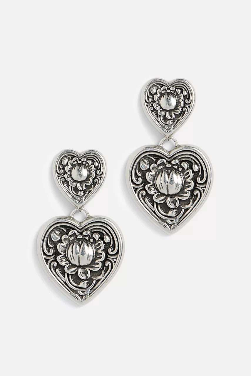 ANTIQUE HEART DROP EARRINGS