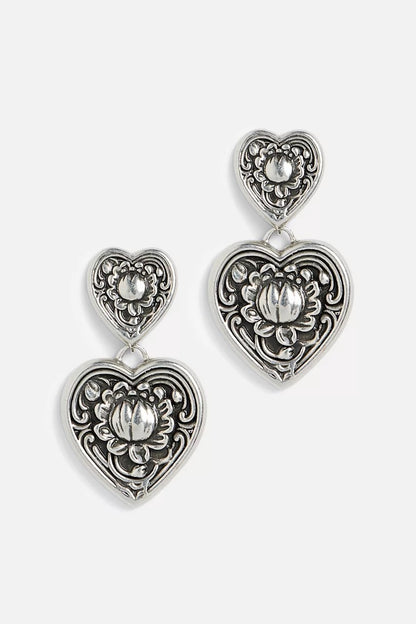 ANTIQUE HEART DROP EARRINGS