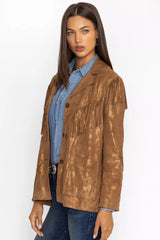 GOLD SHIMMER ITALIAN SUEDE FRINGE JACKET