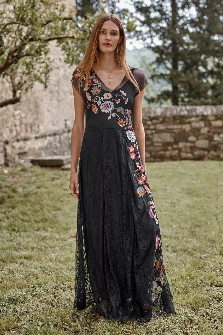 MERTINA EMBROIDERED MESH DRESS