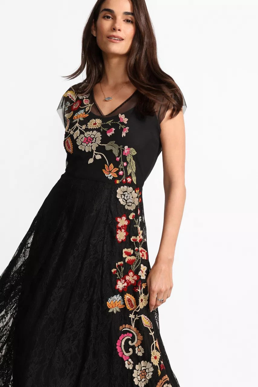 MERTINA EMBROIDERED MESH DRESS