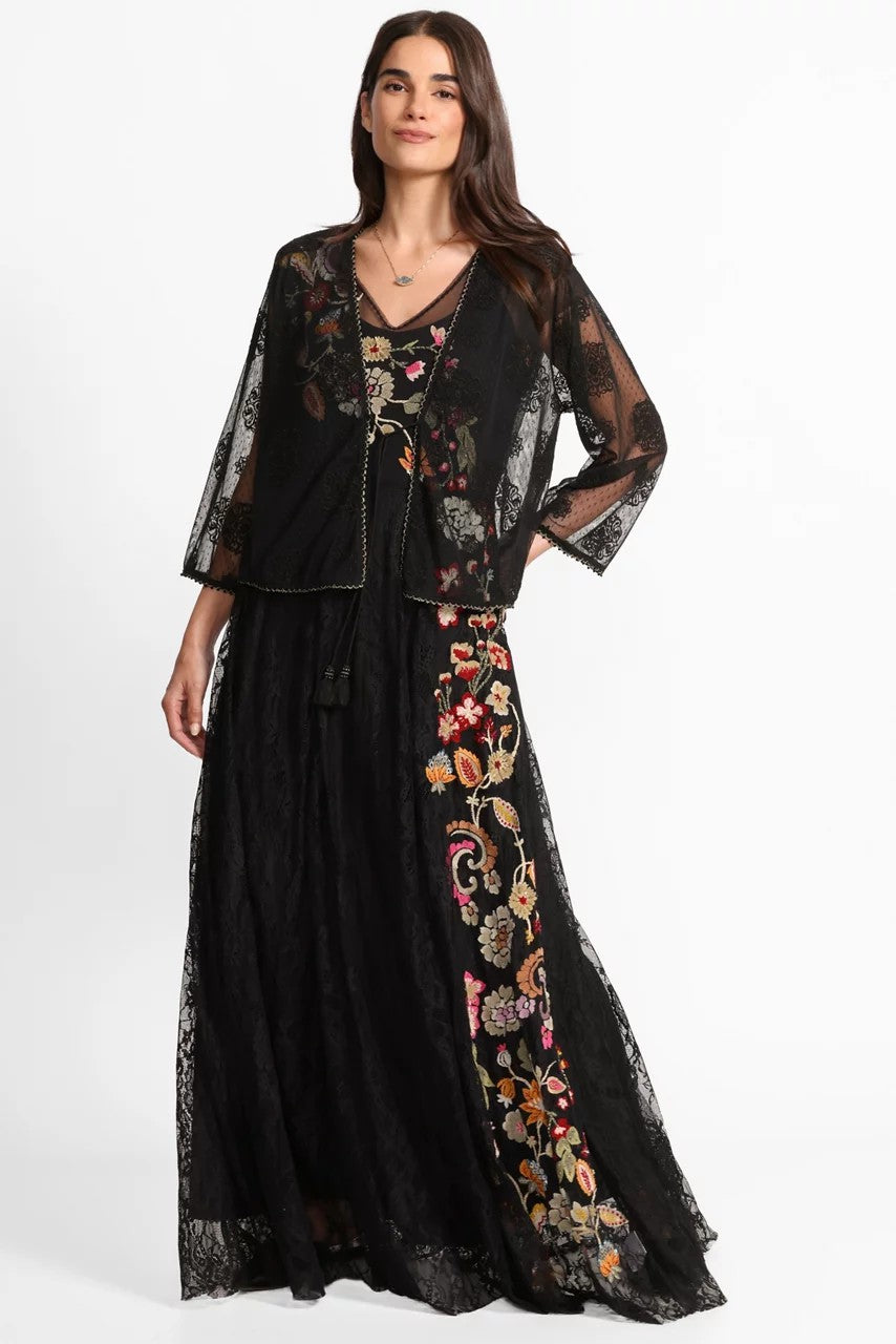 MERTINA EMBROIDERED MESH DRESS