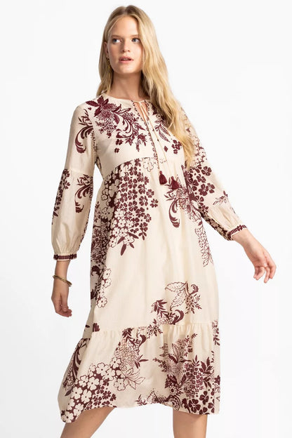 TIERED BISHOP SLEEVE DRESS