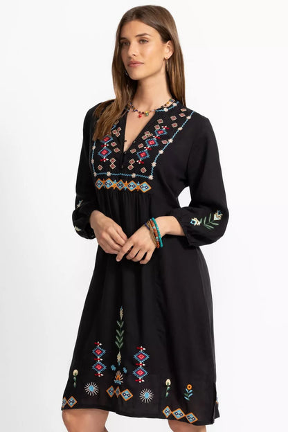 BUTTON FRONT YOKE DRESS
