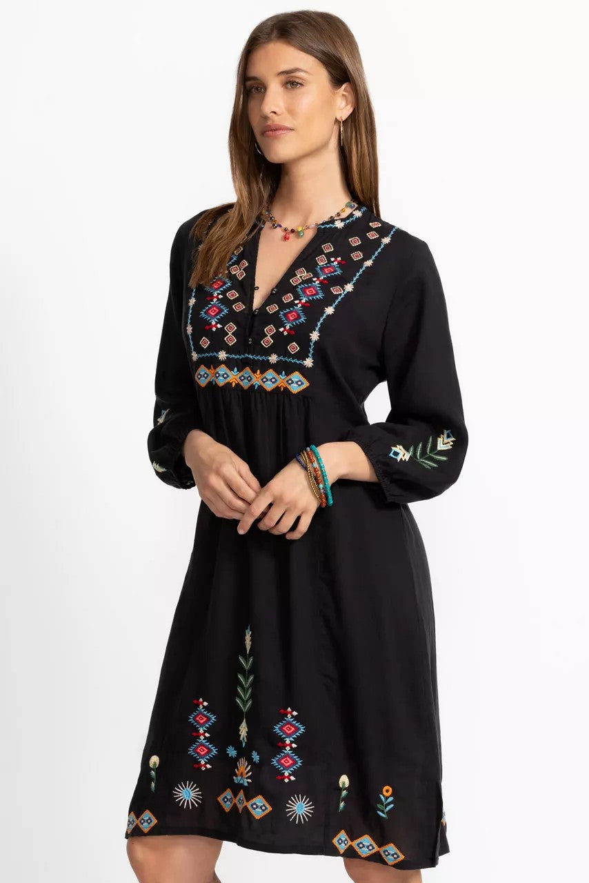 BUTTON FRONT YOKE DRESS