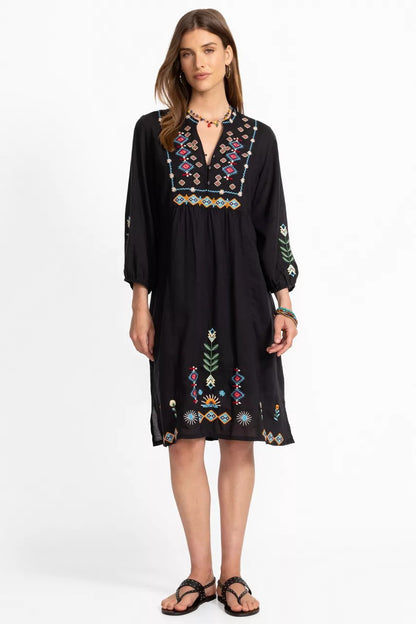 BUTTON FRONT YOKE DRESS