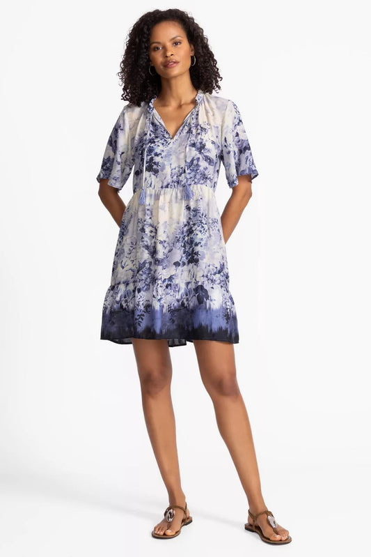 FLUTTER SLEEVE TIERED DRESS