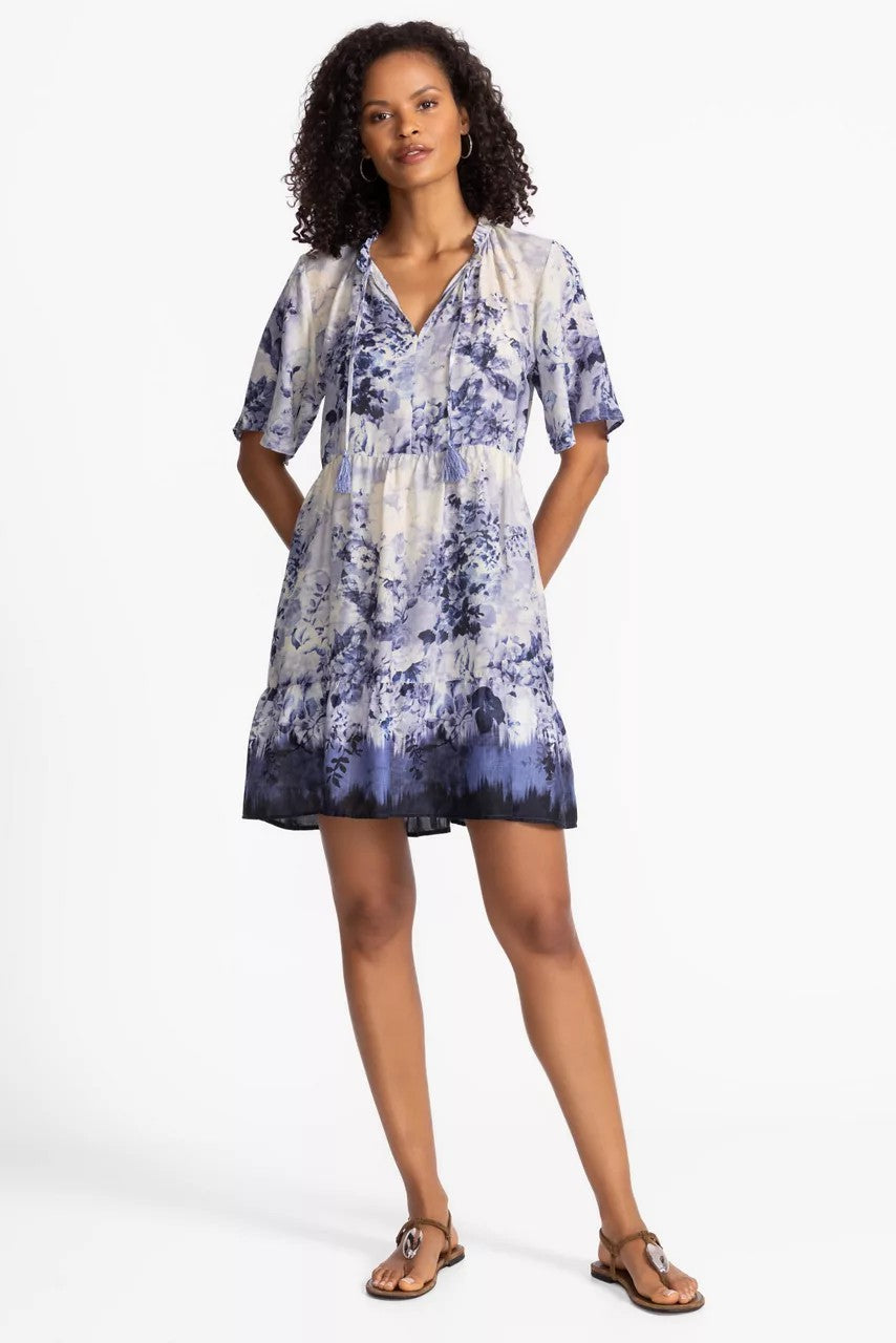 FLUTTER SLEEVE TIERED DRESS