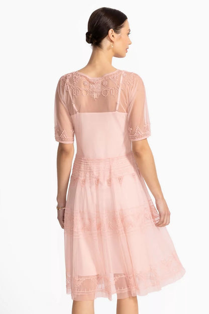 MEZZA BEADED MESH DRESS