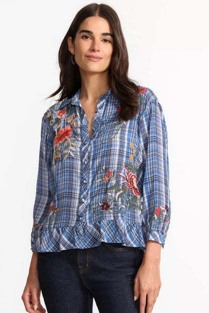 PEPLUM RUFFLE HEM SHIRT