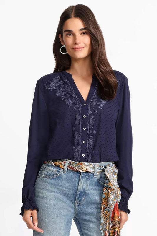 MIXED MEDIA HI LO SHIRT