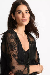 MERTINA EMBROIDERED MESH BOLERO