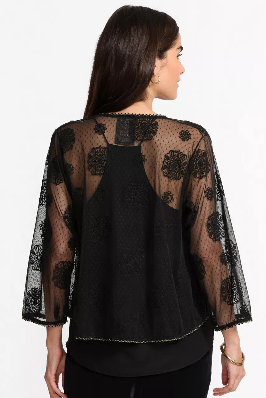 MERTINA EMBROIDERED MESH BOLERO