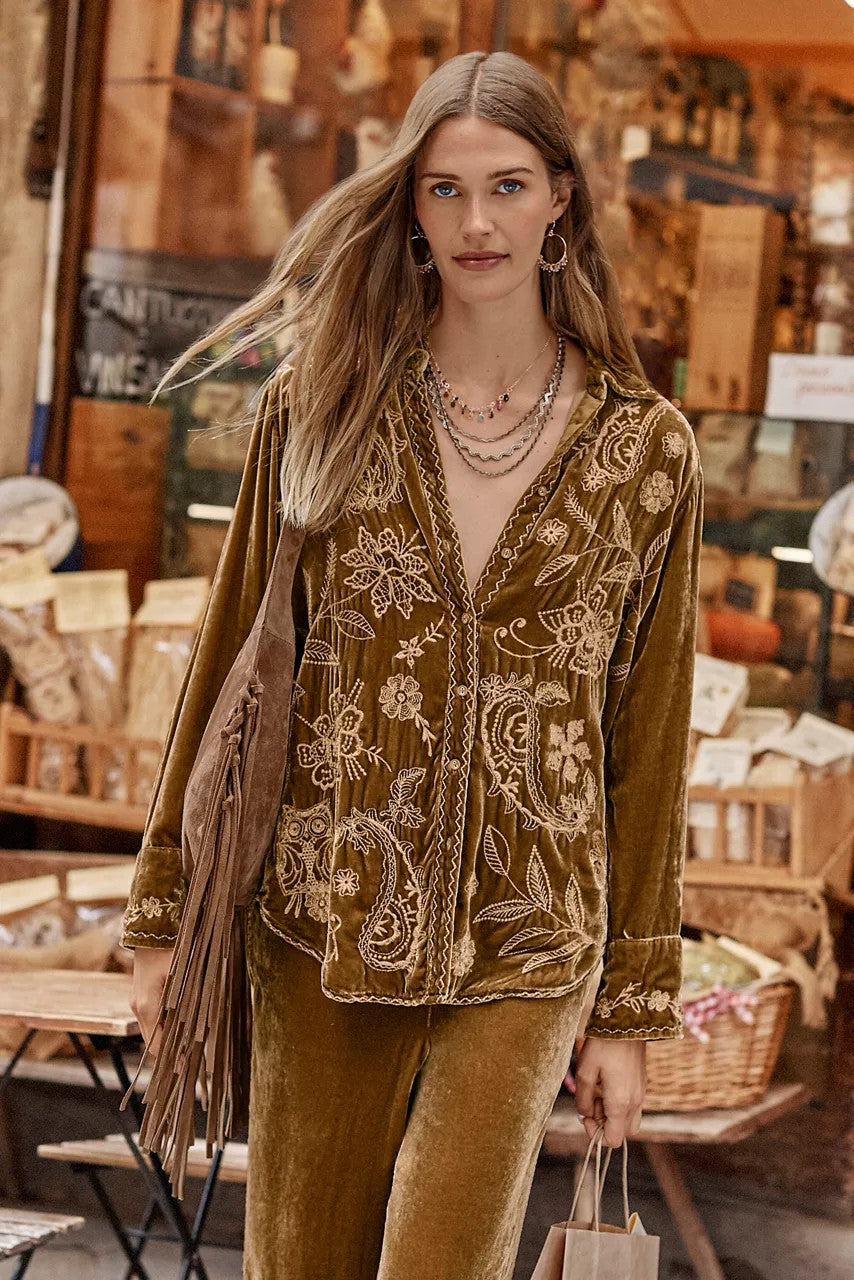 VELVET RELAXED SEAMED SHIRT