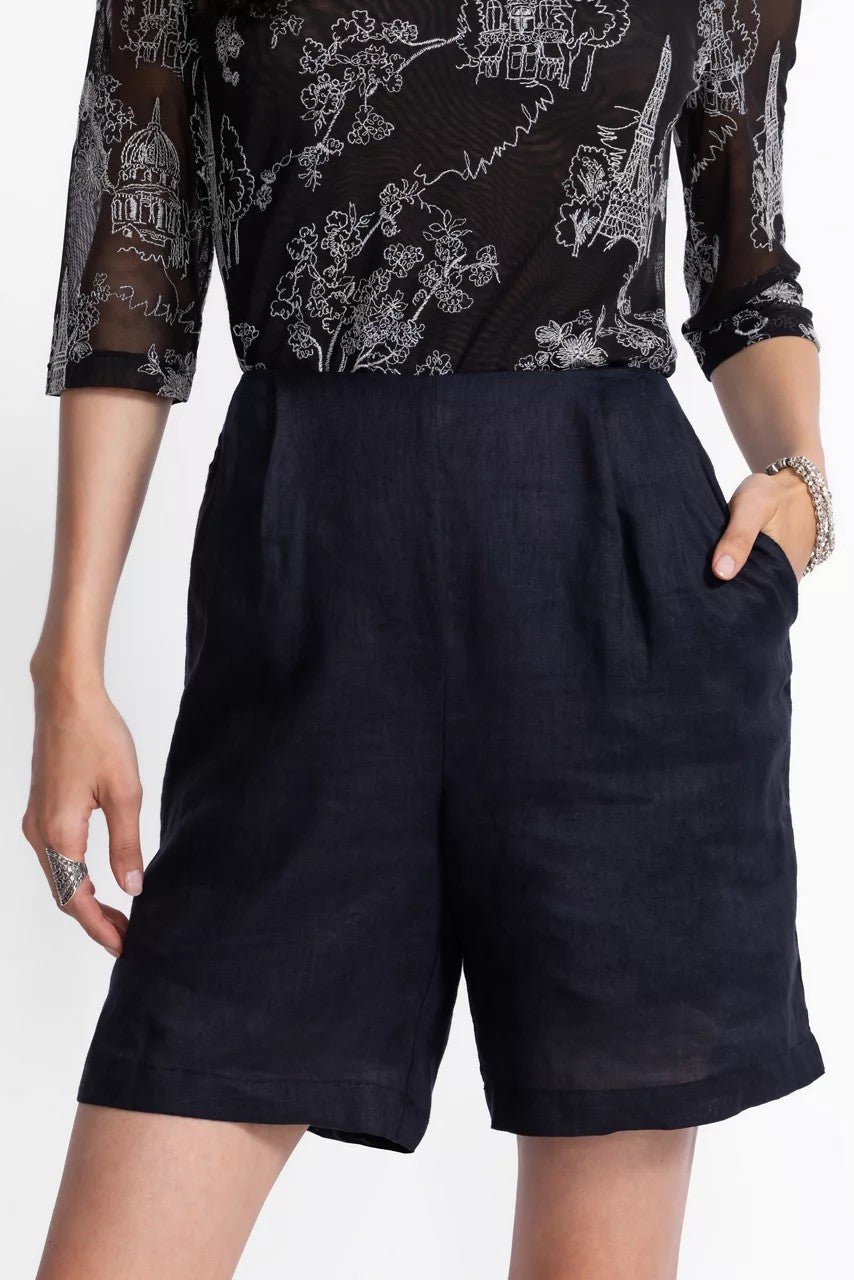 LINEN PLEATED SHORT