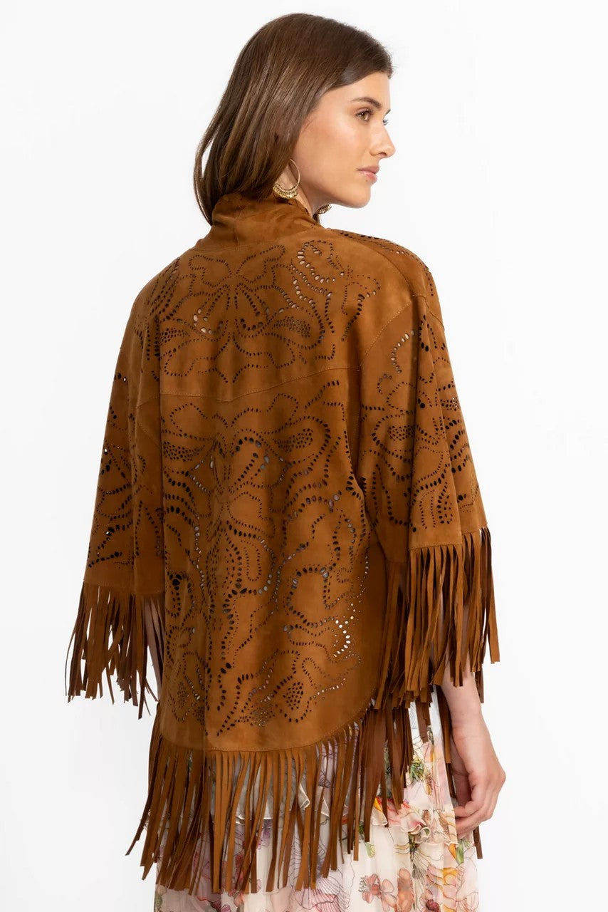 LASER CUT ITALIAN SUEDE PONCHO