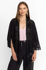 LASER CUT SUEDE PONCHO