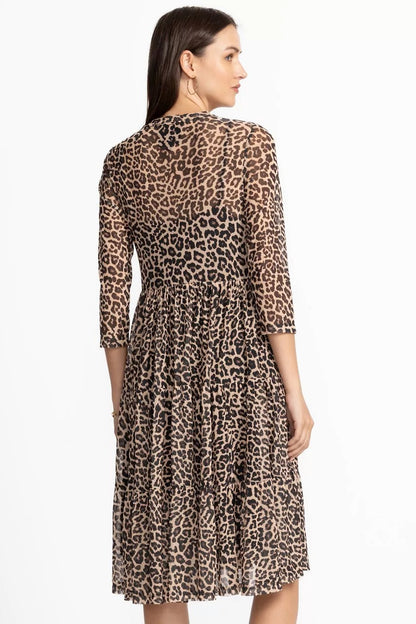 3/4 SLEEVE MESH TIERED DRESS