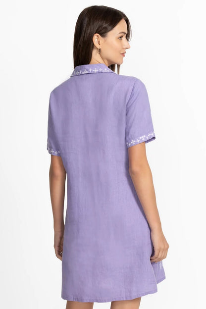 LINEN HENLEY COLLARED DRESS