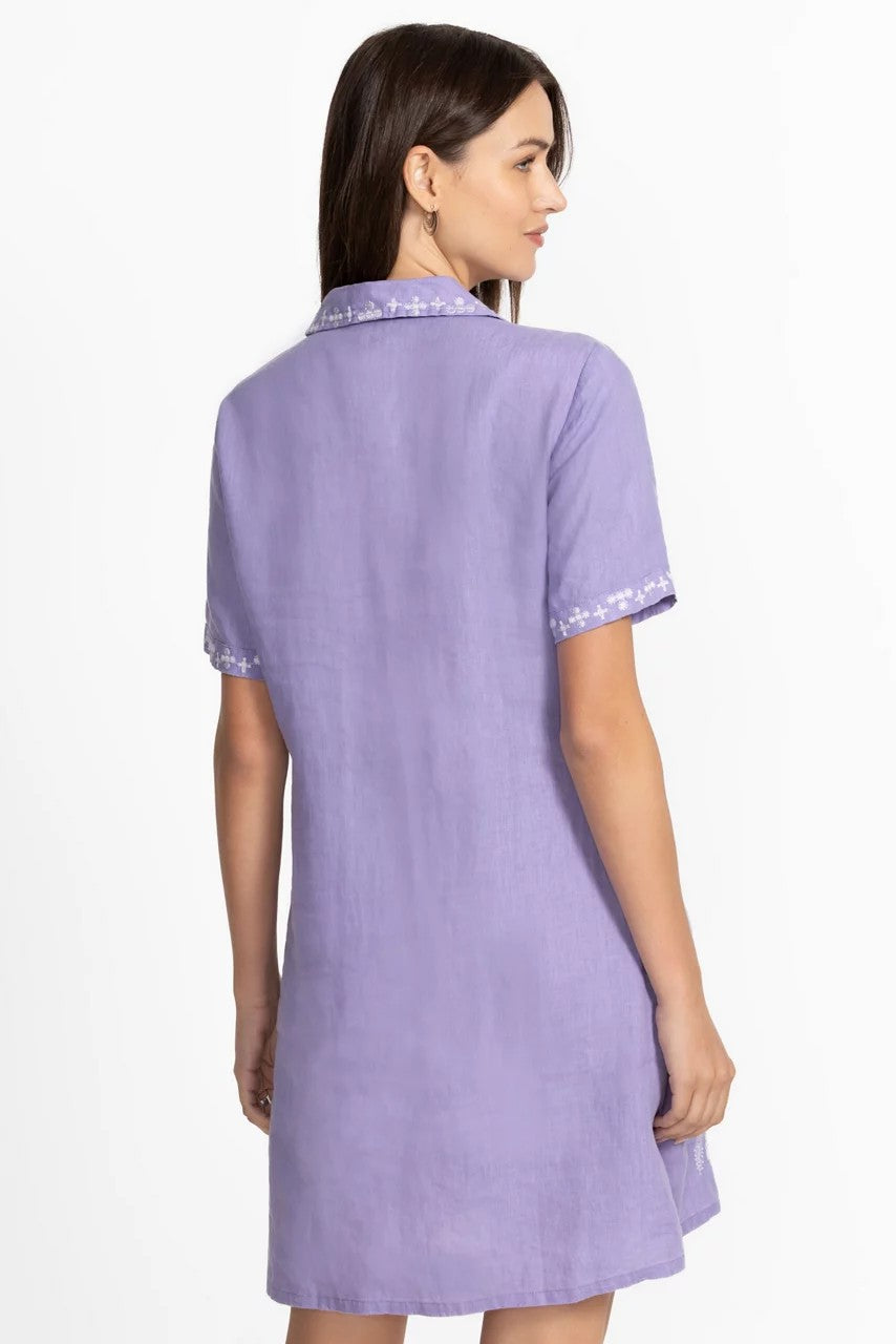 LINEN HENLEY COLLARED DRESS