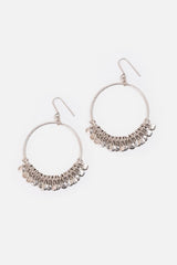 HAMMERED CHARM METAL HOOP EARRING