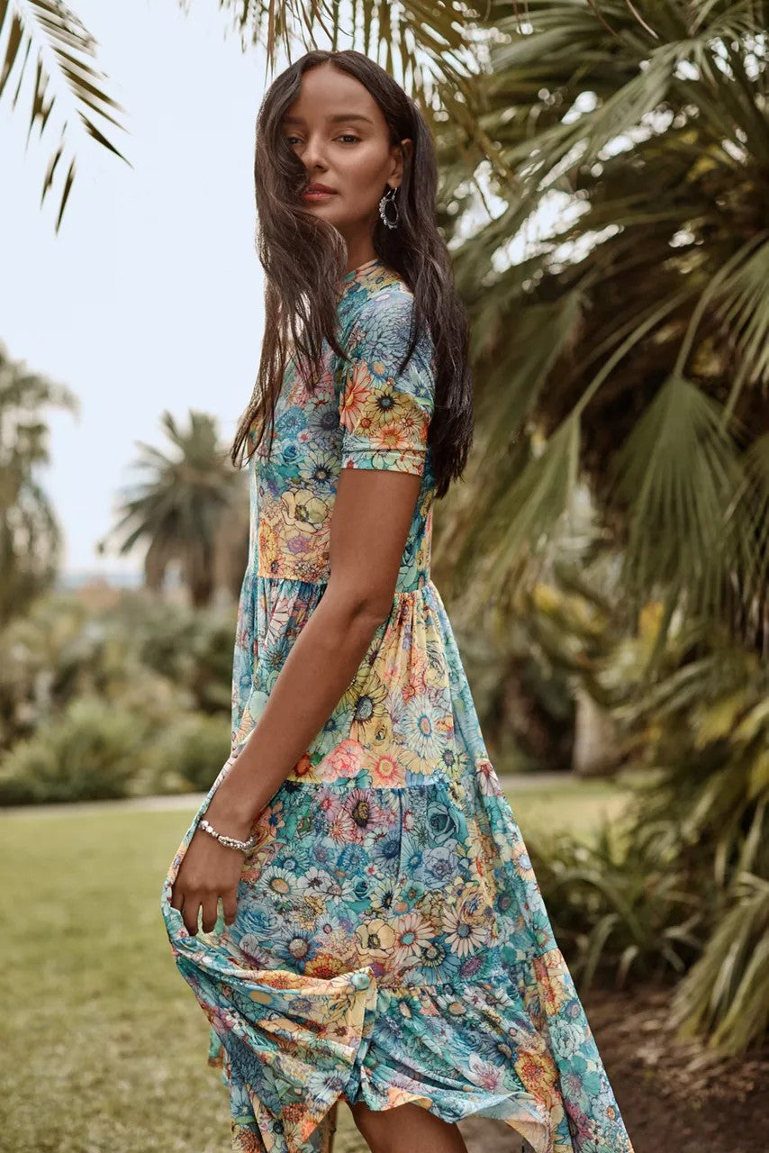 MESH TIERED DRESS