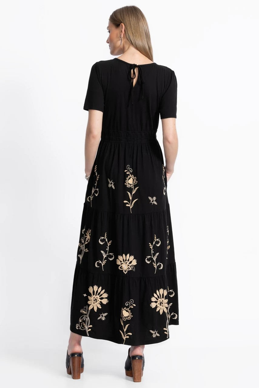 SMOCKED WAIST TIERED MAXI DRESS
