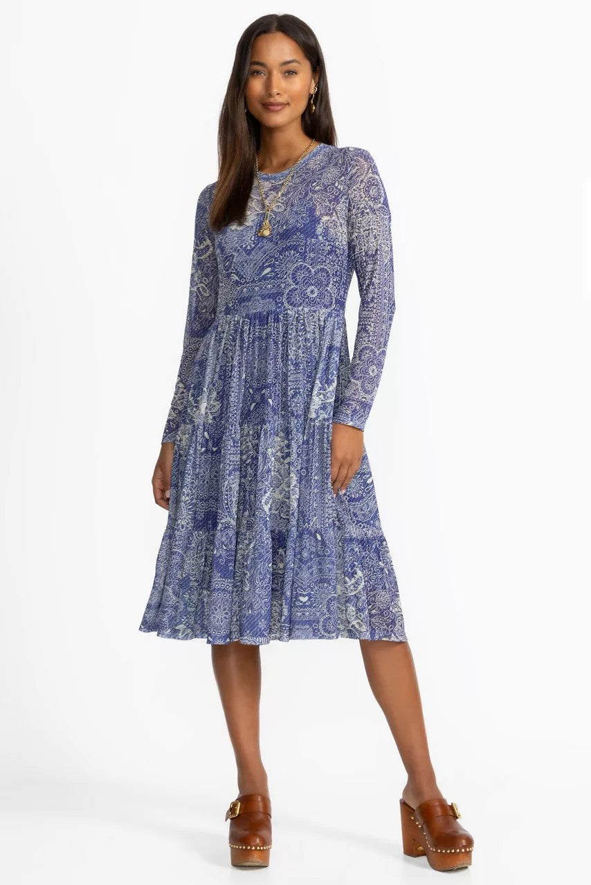 LONG SLEEVE MESH TIERED DRESS