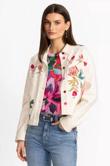 CROCHET CROPPED DENIM JACKET