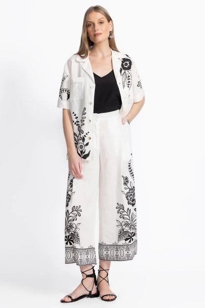 PLEATED LINEN CULOTTE