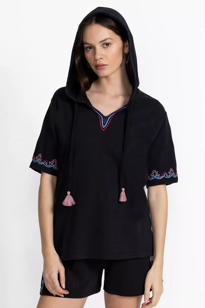 BEE ACTIVE NOTCHED PULLOVER HOODIE
