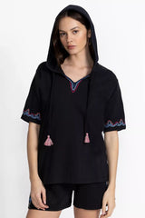 BEE ACTIVE NOTCHED PULLOVER HOODIE