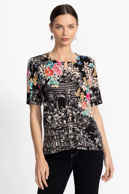 THE JANIE FAVORITE KIMONO SLEEVE MANDARIN TEE