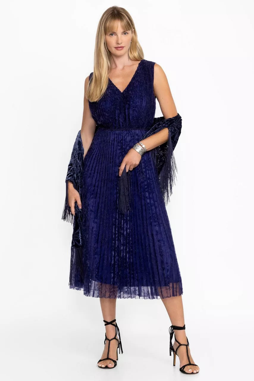 CLARIO PLEATED MIDI DRESS
