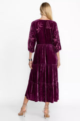 VELVET DOLMAN TIERED DRESS