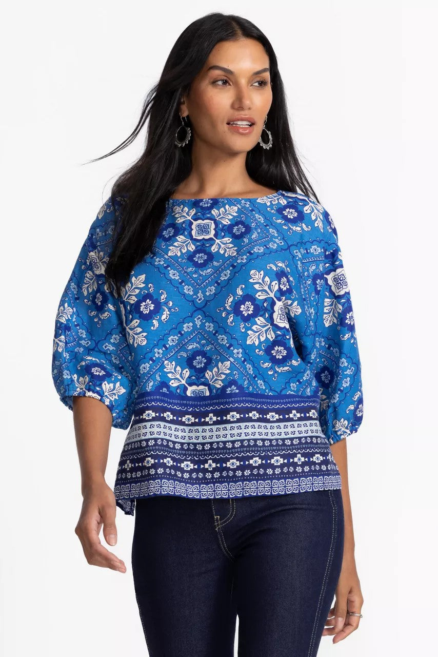 LINEN BOATNECK BLOUSE