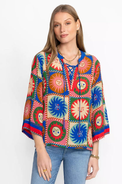 FRONT TIE VILLA BLOUSE
