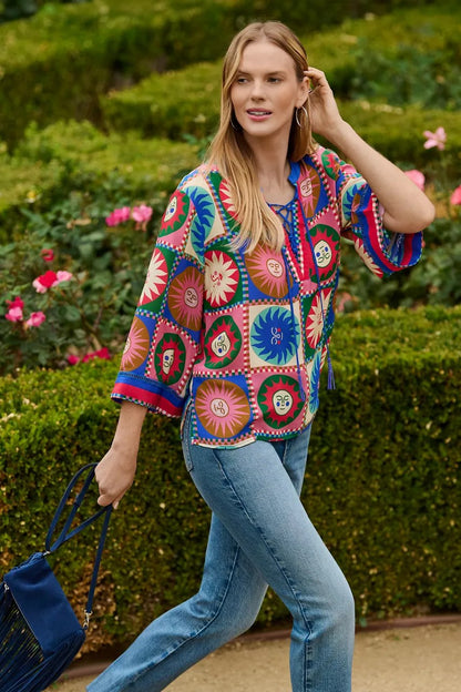 FRONT TIE VILLA BLOUSE
