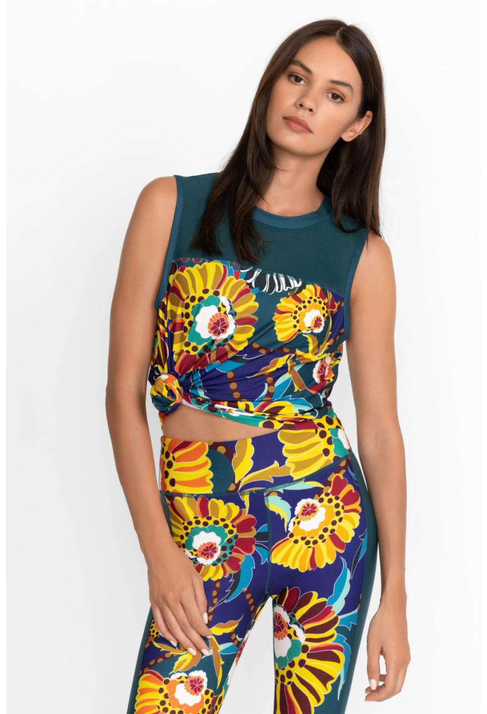 Women Active | Johnny Was Bee Active High Low Mesh Contrast Tank Kimbra