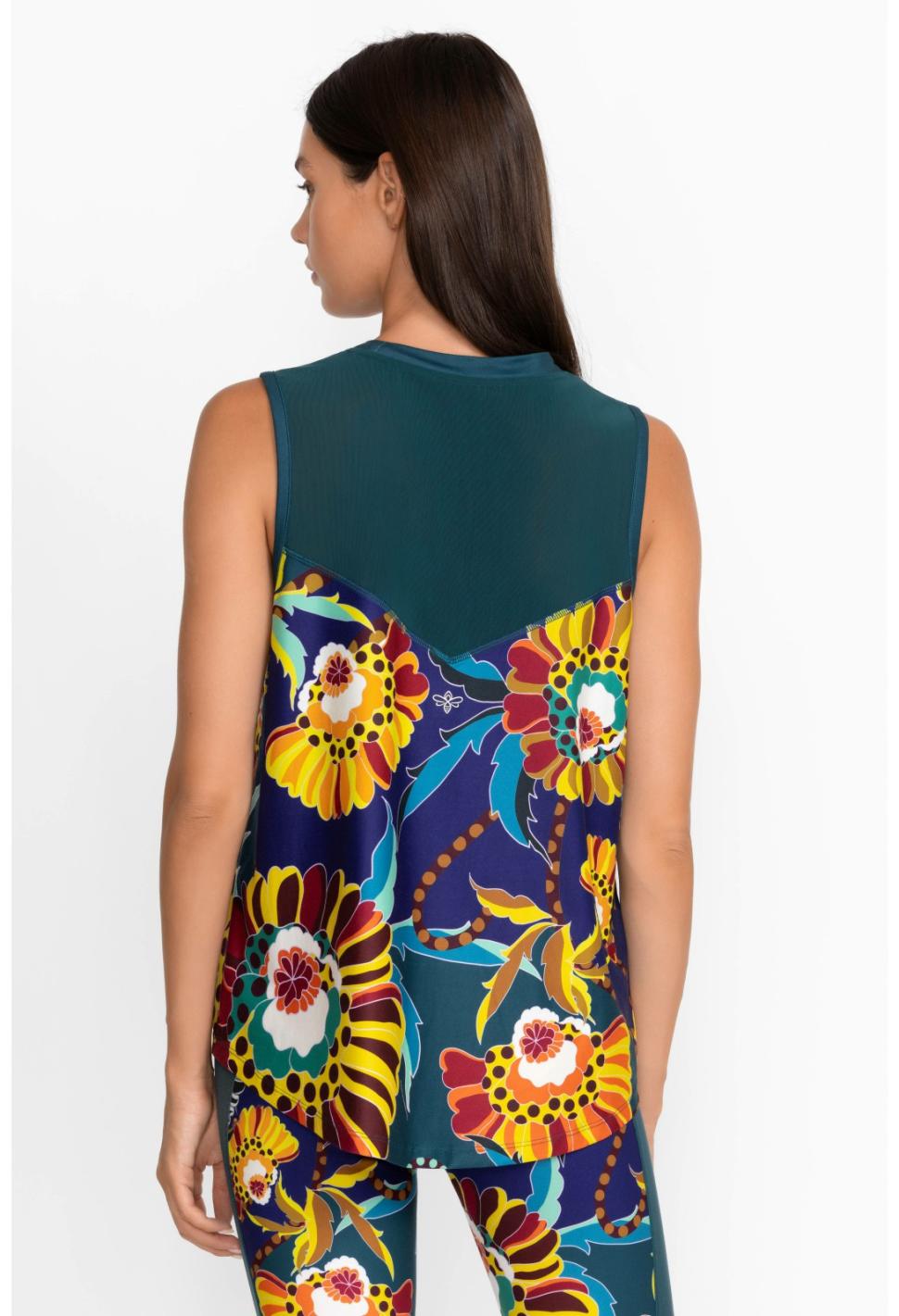 Women Active | Johnny Was Bee Active High Low Mesh Contrast Tank Kimbra