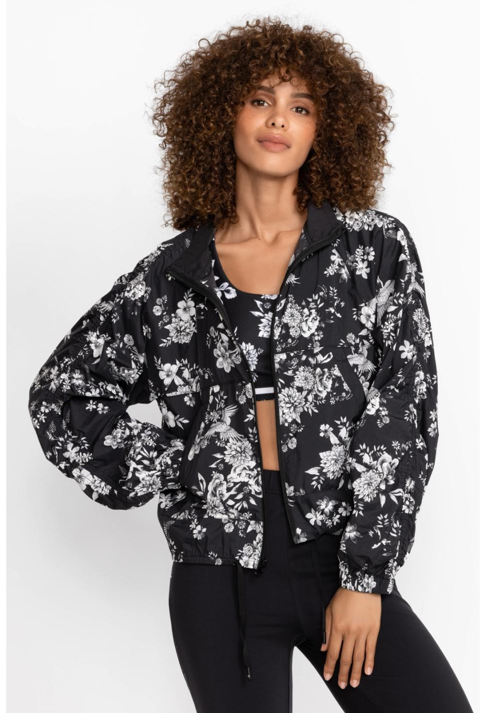 Women Active | Johnny Was Bee Active Ruched Sleeve Parachute Jacket Charcoal Dreamer