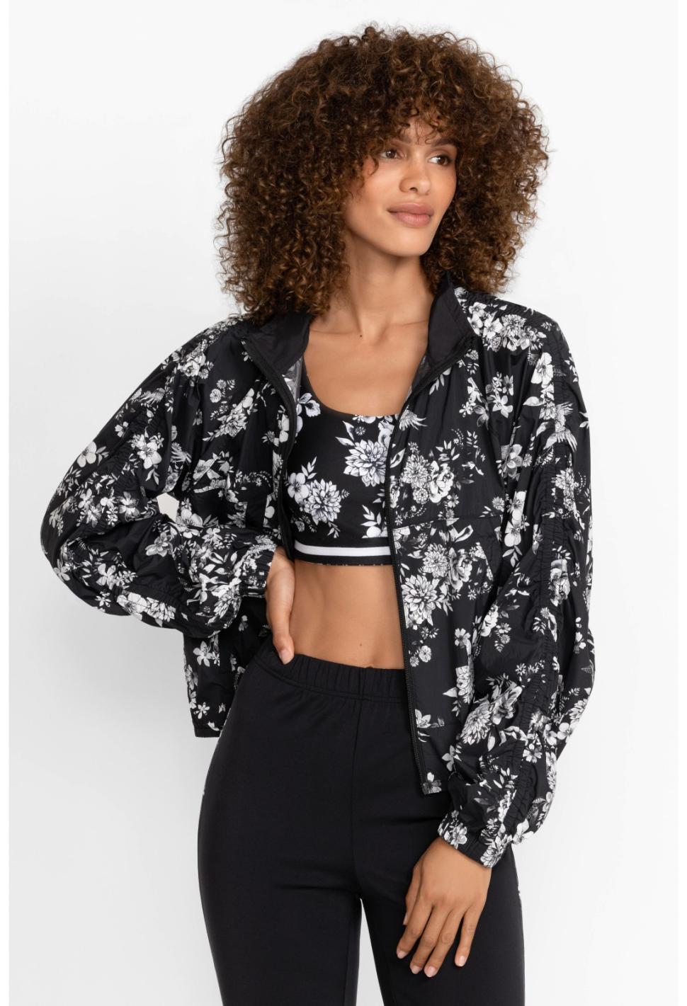 Women Active | Johnny Was Bee Active Ruched Sleeve Parachute Jacket Charcoal Dreamer