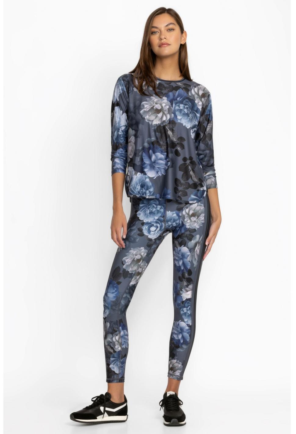 Women Active | Johnny Was Grey Peony High Waist Sculpting Legging Grey Peony