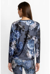 Women Active | Johnny Was Grey Peony Oversize Crop L/S Tee Grey Peony