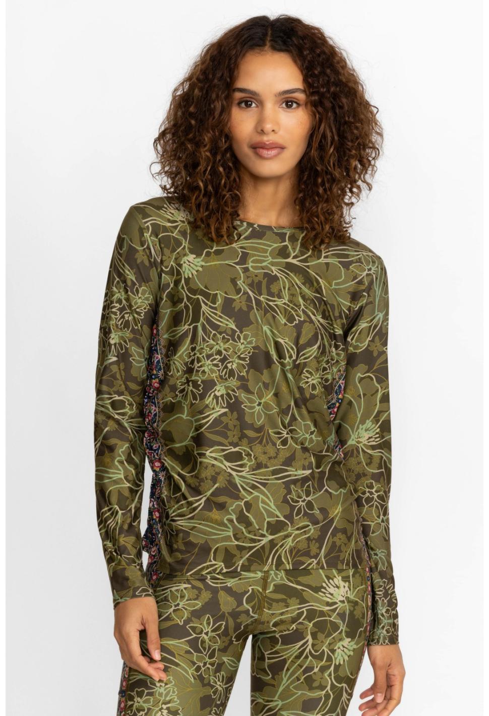Women Active | Johnny Was Hirz Camo Ruched Long Sleeve Top Hirz