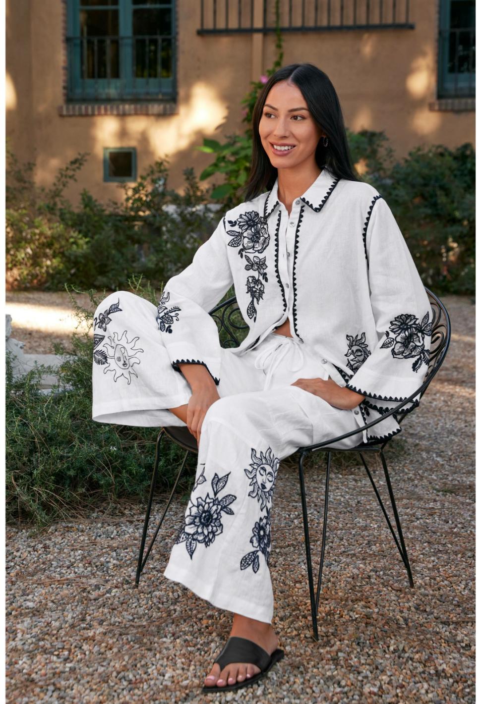 Women Bottoms | Johnny Was Addison Drawstring Wide Leg Pant White