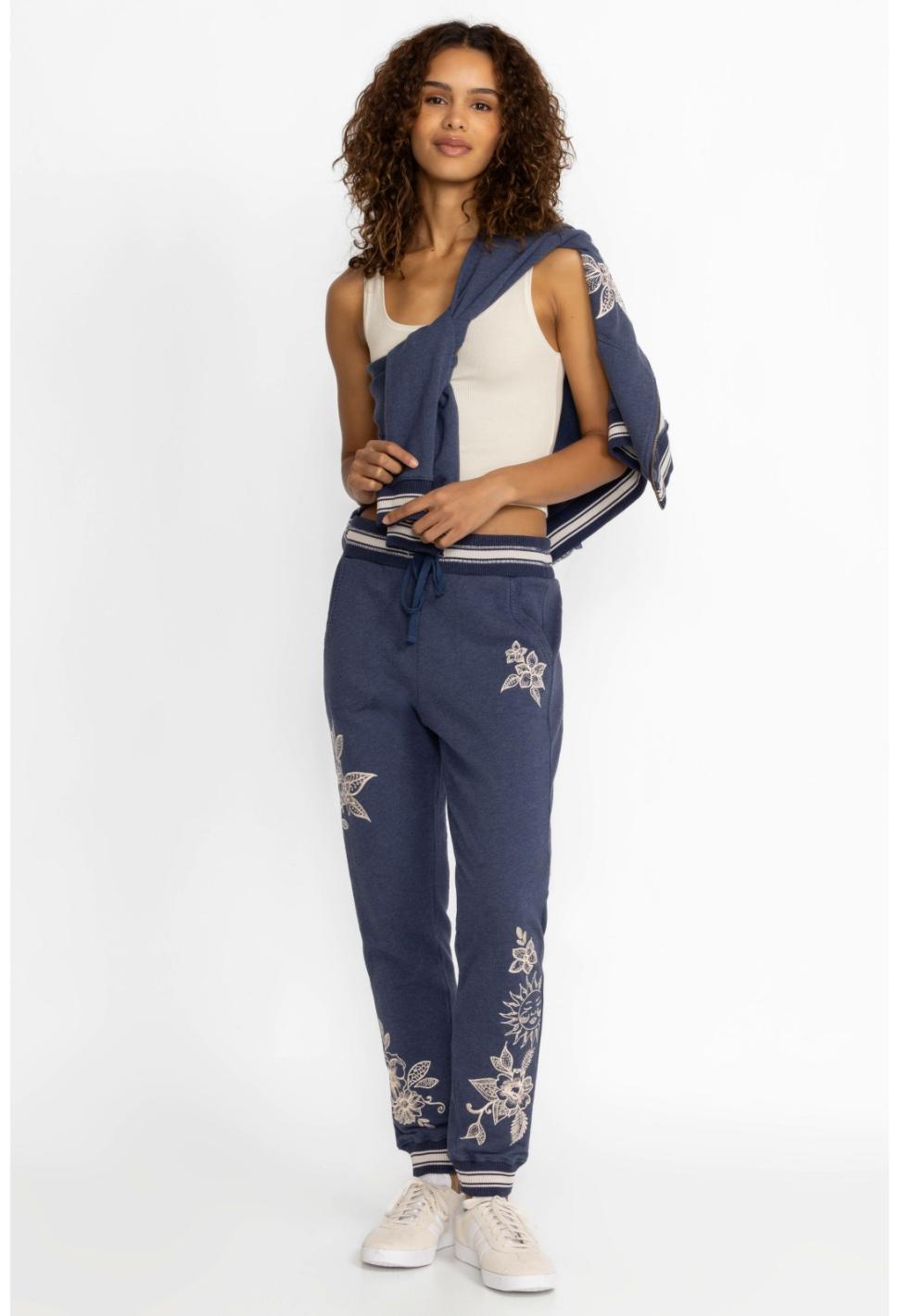 Women Bottoms | Johnny Was Addison Rib Detail Ft Jogger Heather Indigo